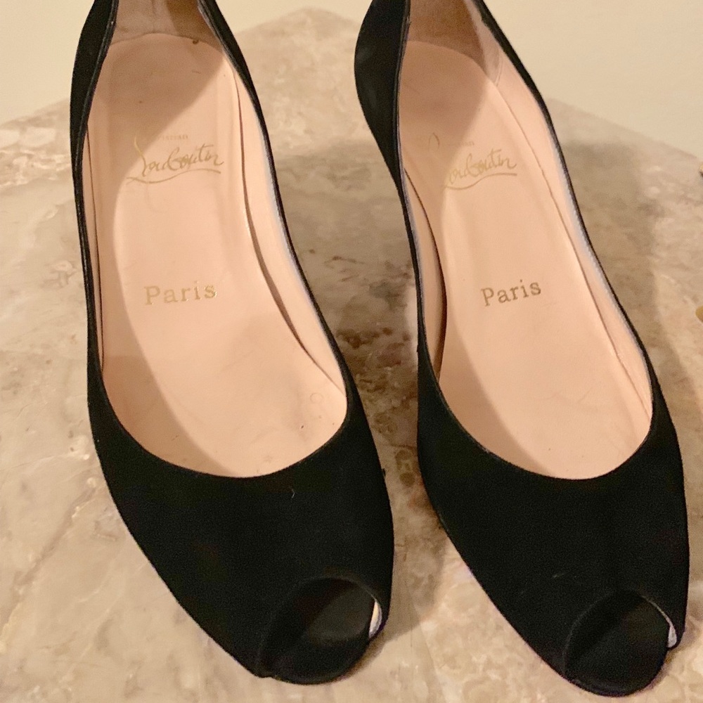 Christian Louboutin Suede Peep Toe